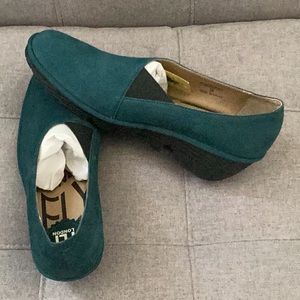 Deep Teal Fly London Wedges
